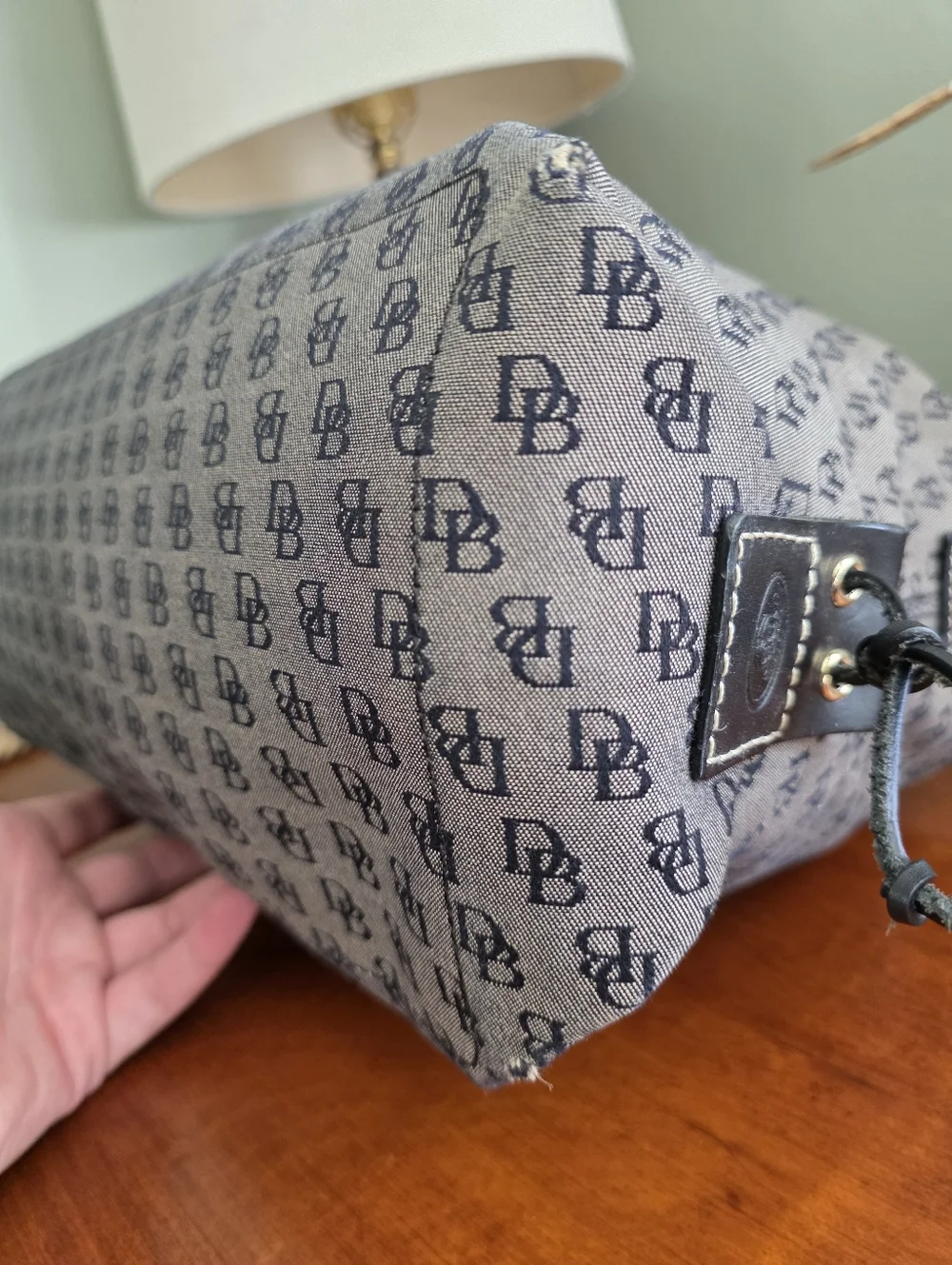 Dooney & Bourke Signature DB Monogram Canvas Hobo Shoulder Bag Y2K Vintage